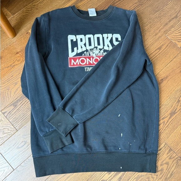 🆓 [CROOKS & castles] Black Monopoly Crooks Sweatshirt *FLAWED* - Picture 4 of 6